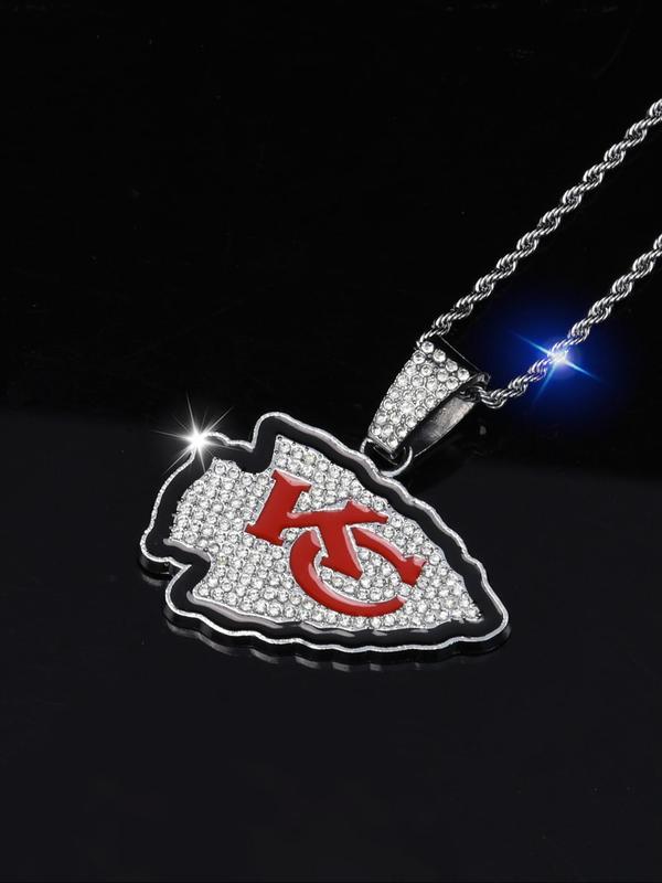 Letter Design & Rhinestone Decorated Pendant Necklace for Men, Fashion Punk Style Jewelry for Party, Daily Clothing Decor, Trendy All-match & Exquisite Jewelry for Birthday Gift