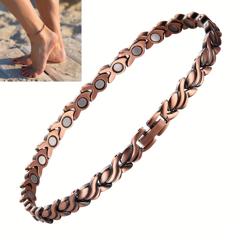 Copper Ankle Bracelet for Women, Copper Magnetic Anklet with 3500 Gauss Magnet Chain Chain, Birthday and Holiday Jewelry Gift with Adjustment Tool