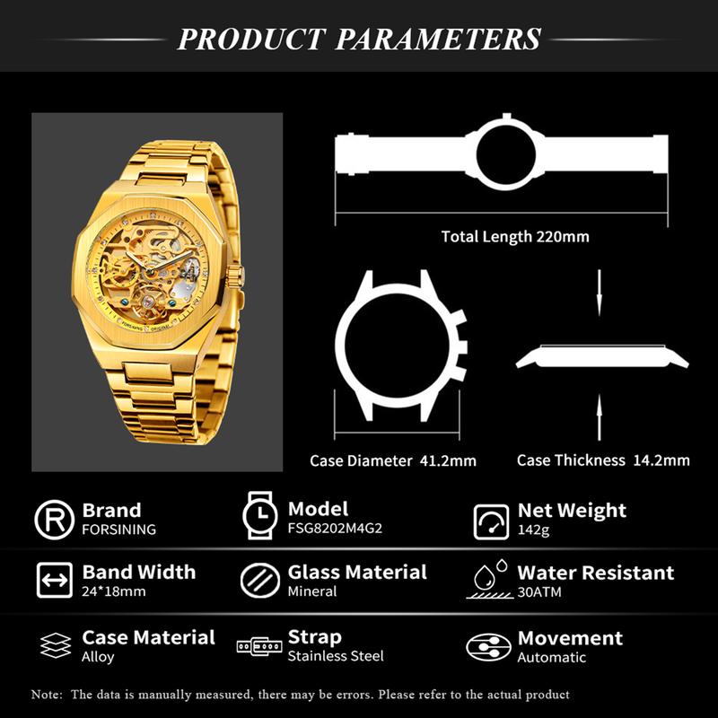 Stylish Classic Men's Mechanical Watch Business Waterproof Luminous Watch Suitable for Party, Daily Decoration, Fashion Watch with Box Birthday Gift Men's Mechanical Watch