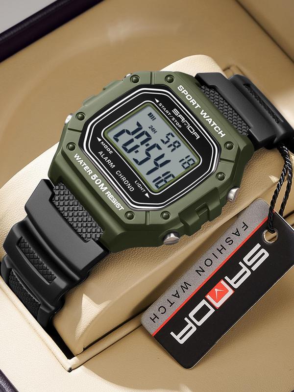 Men's Sporty Digital Watch, Fashionable Digital Watch with Luminous & Waterproof Feature, Trendy Multifunctional Watch for Men As Gift with Box