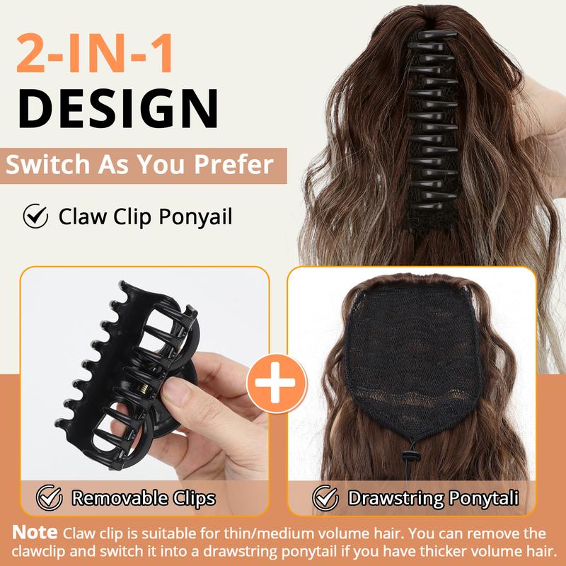 Iridescent Claw Long Wavy Ponytail Extension 30