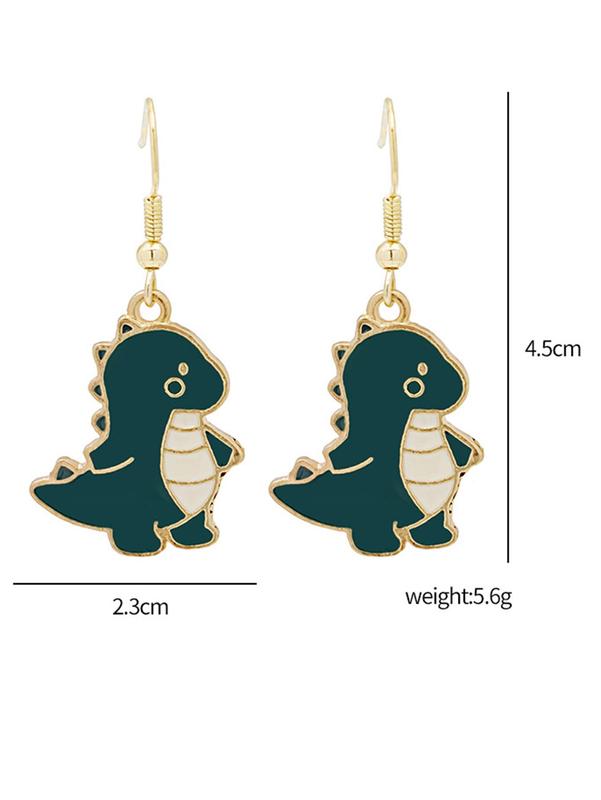 Cute Cartoon Dinosaur Design Dangle Earrings, 1 Pair Novelty Animal Theme Pendant Earrings, Fashionable Alloy Jewelry for Parties, Daily Clothing Decoration, Gift for Women and Girl