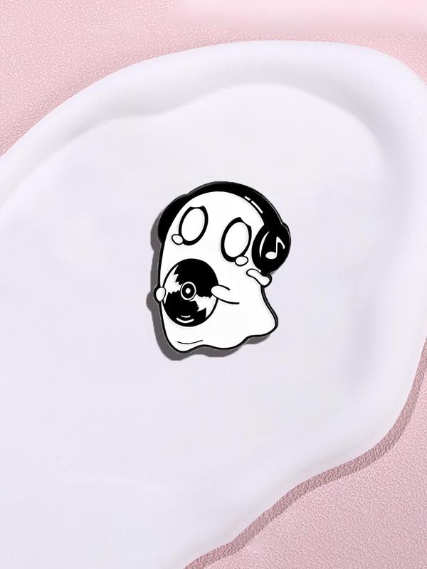 Creative Cartoon Ghost Earphone Design Brooch, Cute Clothes Accessories for Men & Women for Party, Daily Clothing Decor, Trendy All-match Brooch for Birthday Gift