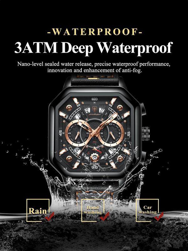 Men's Business Fashion Waterproof Luminous Dial Quartz Watch, Fashion Watch for Party, Daily Clothing Decor, Trendy All-match & Exquisite Watch for Birthday Gift with Box