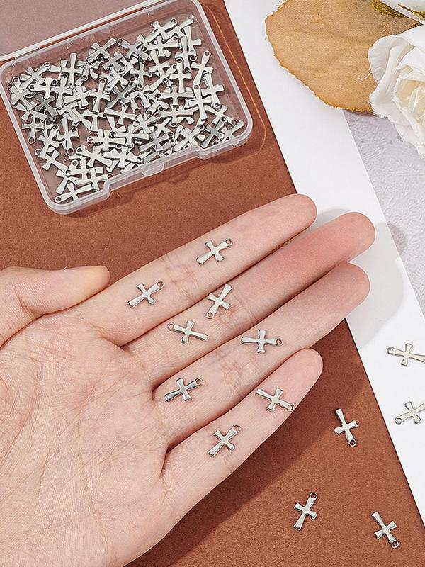 Stainless Steel Cross Charms, 100pcs Fashionable Cross Charms for DIY Jewelry Making, Trendy All-match & Exquisite DIY Jewelry for Birthday Gift