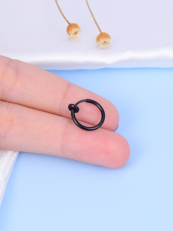 Punk Style Fake Nose Ring & Unisex Nose Stud Set, Plain Color Fake Nose Rings & Magnetic Rhinestone Fake Nose Stud, Body Jewelry for Party, Daily Decor