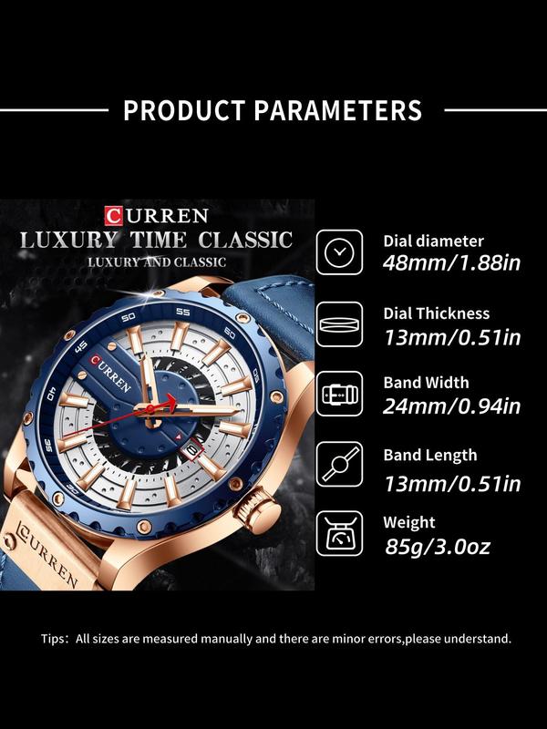 Men's Business Fashion Round Dial Quartz Watch, Fashion Watch for Party, Daily Clothing Decor, Trendy All-match & Exquisite Watch for Birthday Gift with Box