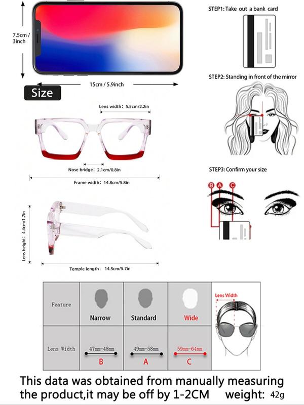 Simple Square Frame Eyeglasses, Basic Frameless Fashion Eyeglasses for Women & Men, Fashion Eyeglasses for Work, Daily Clothing Decor, Perfect for Student Daily Use