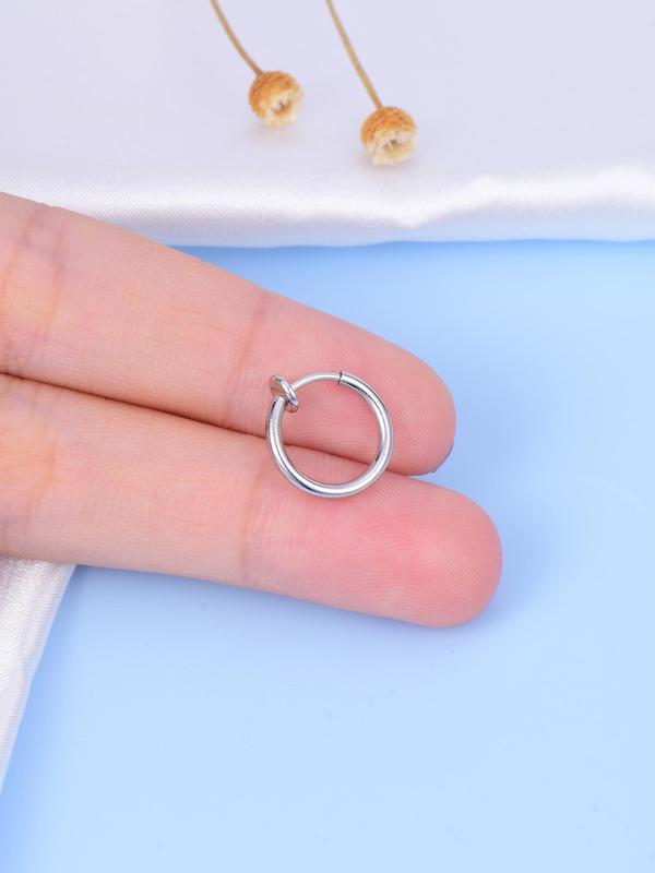 Punk Style Fake Nose Ring & Unisex Nose Stud Set, Plain Color Fake Nose Rings & Magnetic Rhinestone Fake Nose Stud, Body Jewelry for Party, Daily Decor