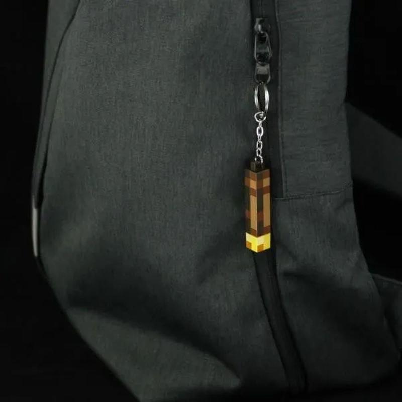 MC Minecraft Torch Keychain Funny Keyring Backpack Hanging Pendant Funny Birthday Gift