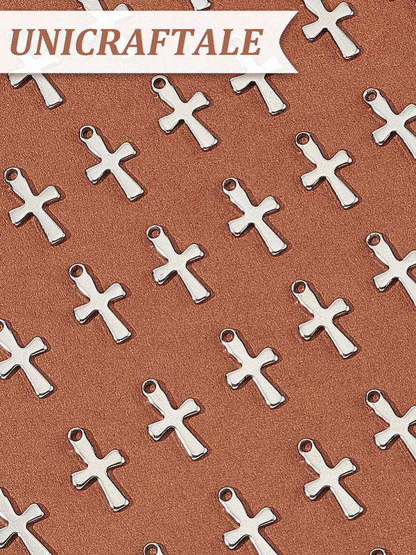 Stainless Steel Cross Charms, 100pcs Fashionable Cross Charms for DIY Jewelry Making, Trendy All-match & Exquisite DIY Jewelry for Birthday Gift