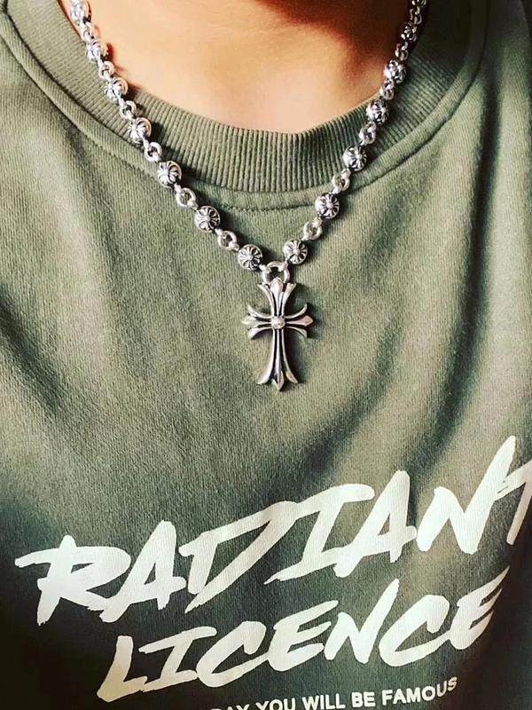 Punk Style Cross Pendant Necklace, Fashion Jewelry for Party, Daily Clothing Decor, Trendy All-match & Exquisite Jewelry for Birthday Gift