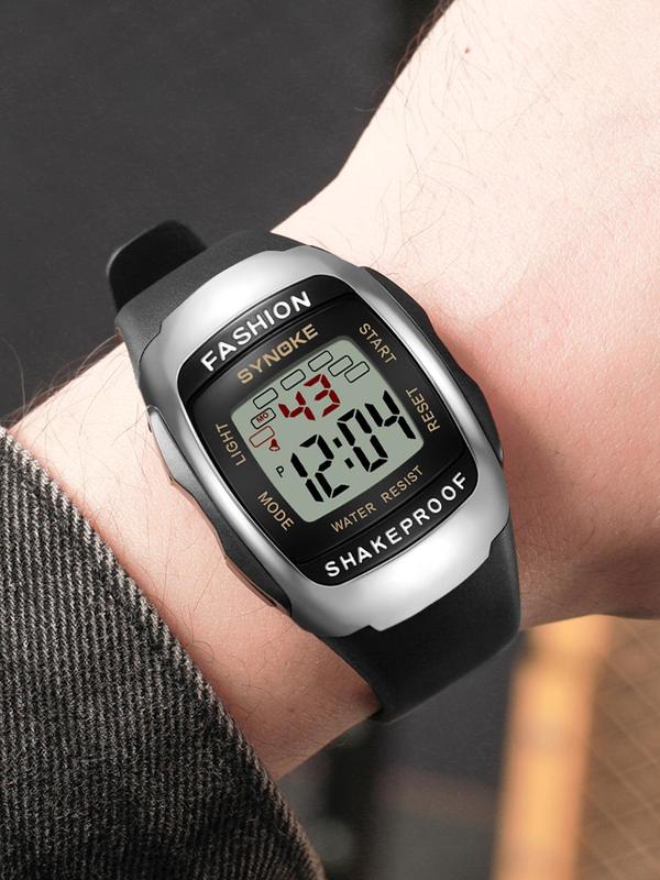 Men's Sporty Luminous Digital Watch, Fashionable Waterproof Digital Watch with Alarm Mode, Trendy All-match Digital Watch As Gift without Box