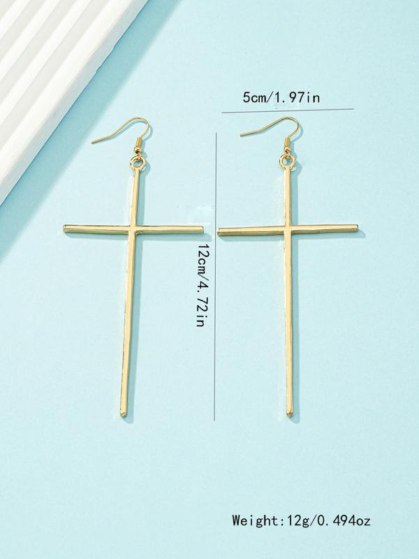 Women's Street Trend Cross Charm Dangle Earrings, 1 Pair Trendy Minimalist Dangle Earrings, Chic Exaggerated Jewelry for Party Decor