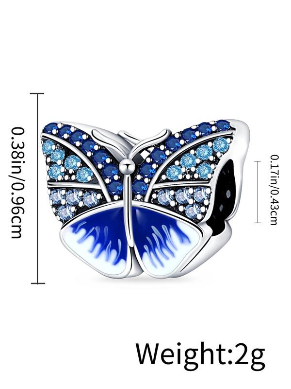 Women's Elegant Butterfly Design Charm, Trendy Rhinestone Decor Charm for Bracelet & Necklace Making, DIY Accessories for Jewelry Making