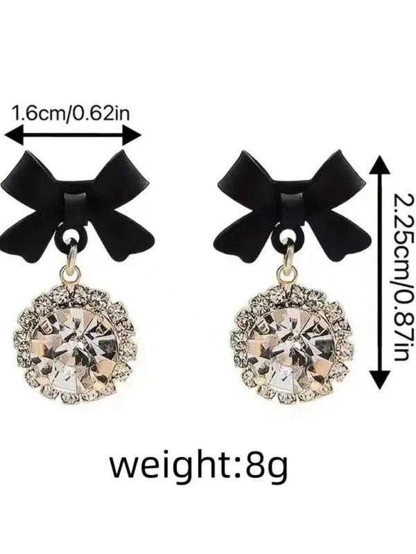 Rhinestone Decor Bowknot Design Dangle Earrings, Fashionable Jewelry for Women, Trendy All-match & Exquisite Jewelry for Birthday Gift