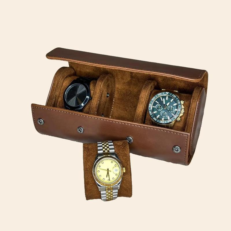 Five Star Leather Watch Case for Men and Women - Sculpted to Hold Up to Three Watches multi-function unisex Travel Luggage carry-on luggage