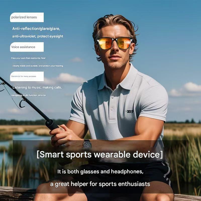 Smart glasses, Bluetooth glasses, listening to songs, talking and navigation, anti-ultraviolet polarized lenses, suitable for driving and fishing