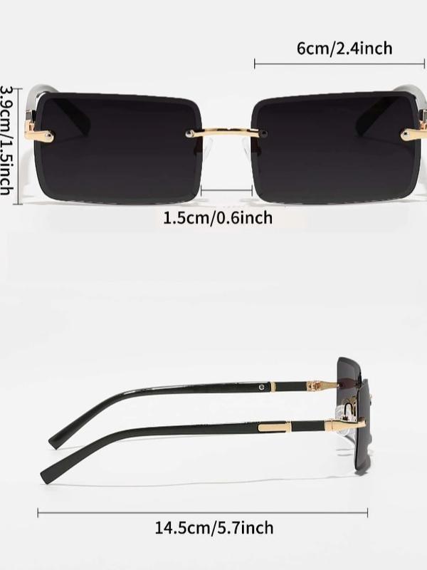 Unisex 1 Pair Simple Black Square Frame Sunglasses for Everyday Use, for Summer & Spring, Men & Women Fashion Accessory, Sun Protection for Outdoor Use Fashion Geometric