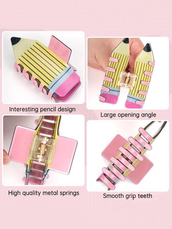 Cute Novelty Pencil Design Hair Claws, Fashionable Hair Claw Clips for Women & Girls, Minimalist Funny Hair Accessories As Gift for Teachers