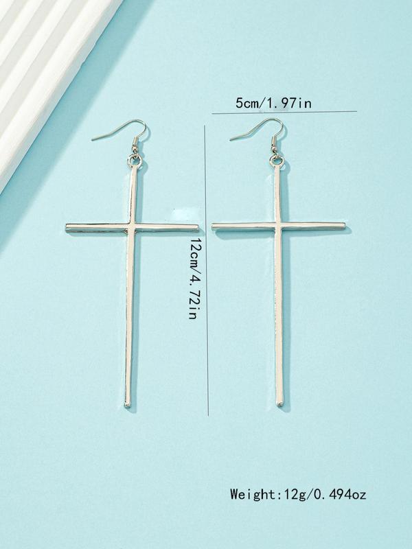 Women's Street Trend Cross Charm Dangle Earrings, 1 Pair Trendy Minimalist Dangle Earrings, Chic Exaggerated Jewelry for Party Decor