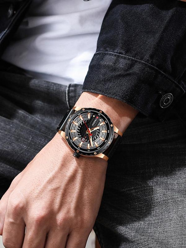 Men's Business Fashion Round Dial Quartz Watch, Fashion Watch for Party, Daily Clothing Decor, Trendy All-match & Exquisite Watch for Birthday Gift with Box