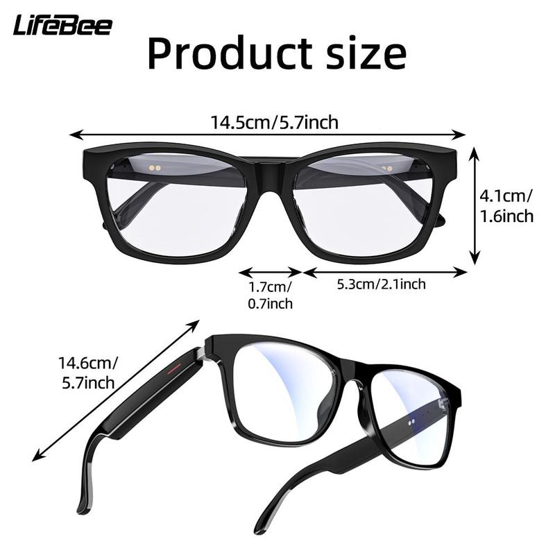 LIFEBEE E13 Smart Glasses, BT Sunglasses with Built-in High-sensitivity Microphone Speaker, UV Resistant Audio Smart Sunglasses with Voice Calls, Wearable Smart Glasses for Men & Women