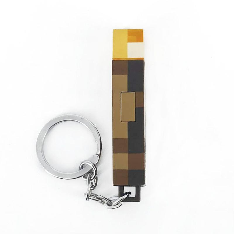 MC Minecraft Torch Keychain Funny Keyring Backpack Hanging Pendant Funny Birthday Gift