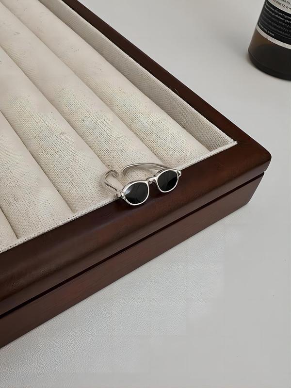 Fashion Trendy Eyeglasses Design Cuff Ring For Men & Women, Unique Copper Accessories For Daily For Gift