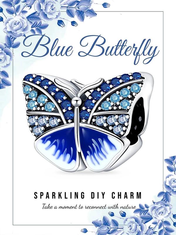 Women's Elegant Butterfly Design Charm, Trendy Rhinestone Decor Charm for Bracelet & Necklace Making, DIY Accessories for Jewelry Making