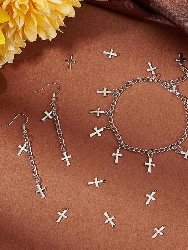 Stainless Steel Cross Charms, 100pcs Fashionable Cross Charms for DIY Jewelry Making, Trendy All-match & Exquisite DIY Jewelry for Birthday Gift