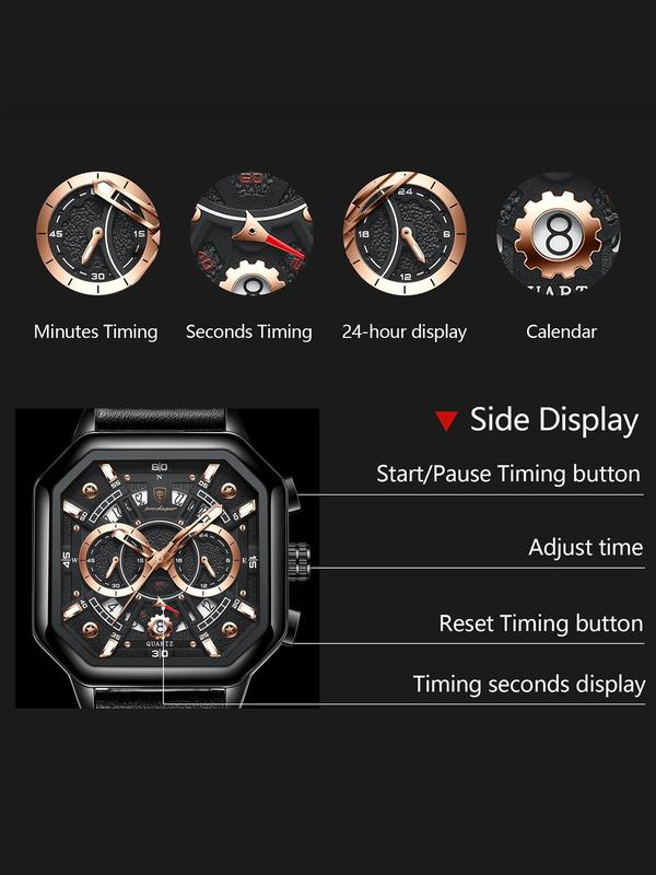 Men's Business Fashion Waterproof Luminous Dial Quartz Watch, Fashion Watch for Party, Daily Clothing Decor, Trendy All-match & Exquisite Watch for Birthday Gift with Box