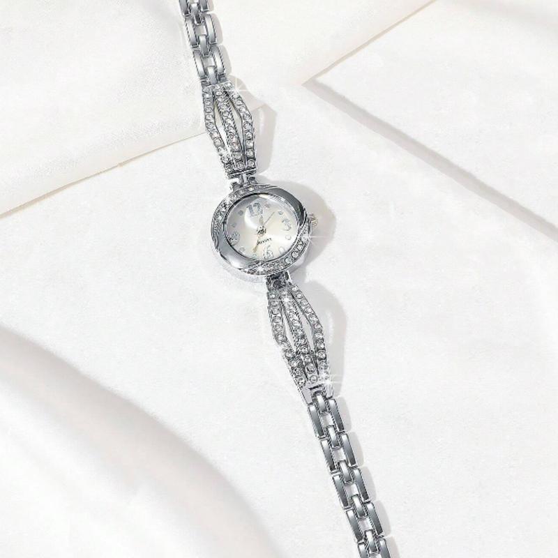 Elegant And Stylish Quartz Watch For Women With Rhinestone Decoration, Gold-Tone Chain, Suitable For Daily Wear As A Gift For Students Returning To School