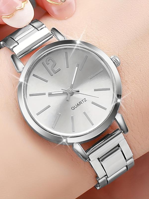 Women's Elegant Fashion Round Dial Analog Quartz Watch, 2024 New Style Casual Trendy Wristwatch, Trendy All-match Watch As Gift for Girlfriend without Box