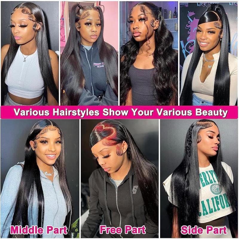 Lemoda 13x6 Full Lace Frontal Wig 180 Density Straight 13x4 Lace Front Wigs Human Hair Transparent Lace Pre Plucked 12A Brazilian Virgin Human Hair Wigs for Women