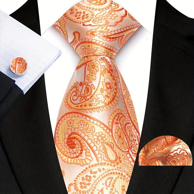 Three Men's Ties, Cufflinks and Handkerchief Suit, Ideal for Business Occasions, Great Choice for Gifts