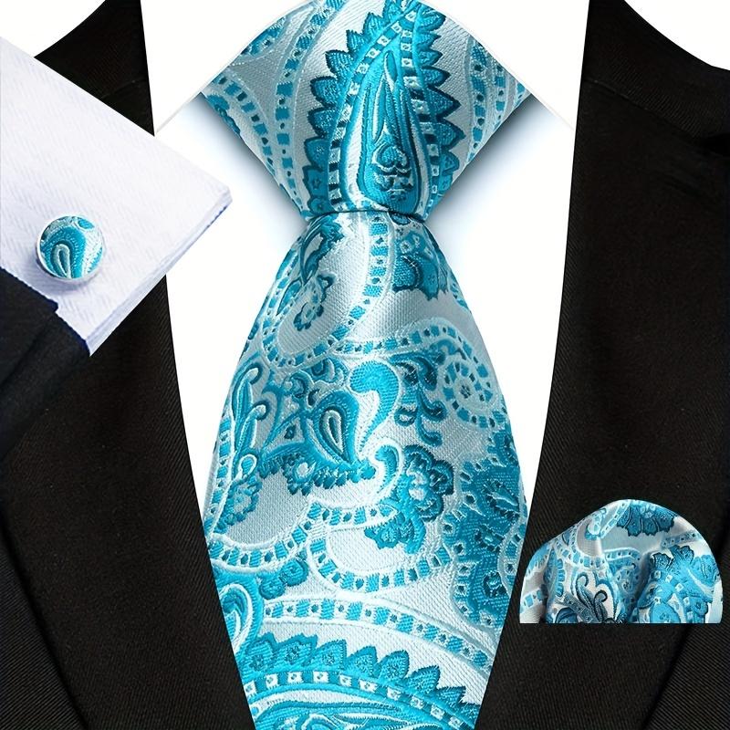 Three Men's Ties, Cufflinks and Handkerchief Suit, Ideal for Business Occasions, Great Choice for Gifts