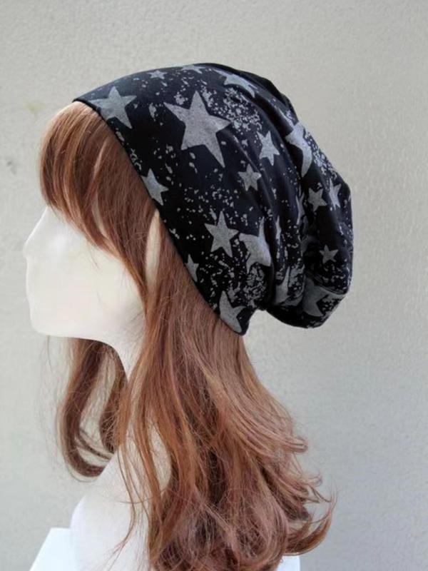 Trendy Star Pattern Beanie Hat, Street Trend Beanie Hat, Casual Outdoor Sports Hat for Men & Women