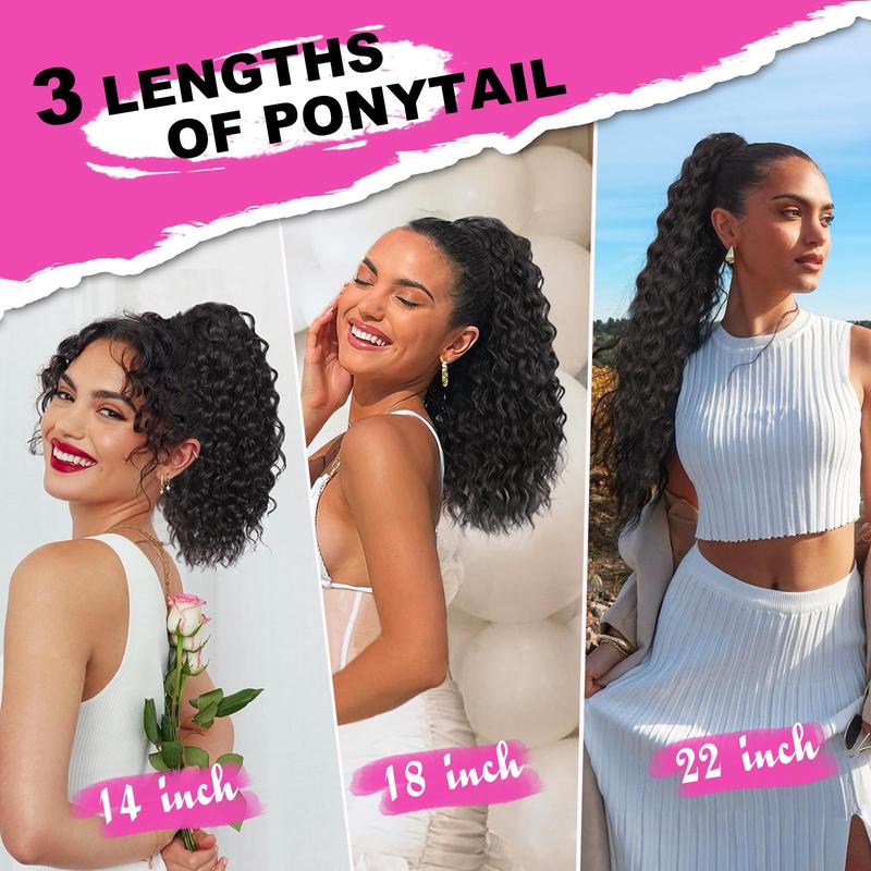 QGZ Ponytail Extension Drawstring Ponytail for  Women  Synthetic Long Curly Fluffy Pony Tails Hair Extensions for Daily Use