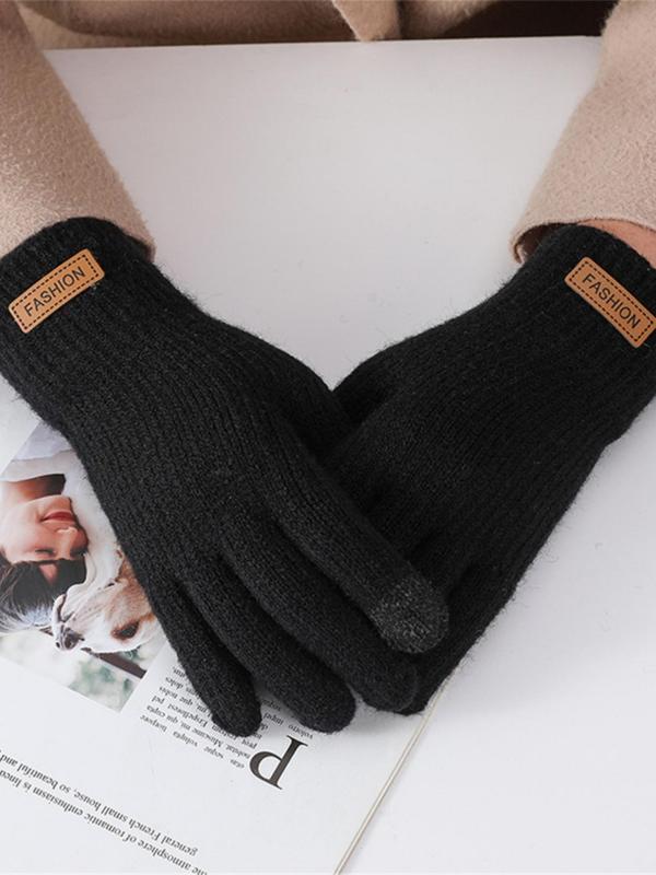 Women's Solid Touchscreen Thermal Design Lined Gloves, Casual Soft Comfortable Gloves for Fall & Winter, Fashion Accessories for Women & Girls