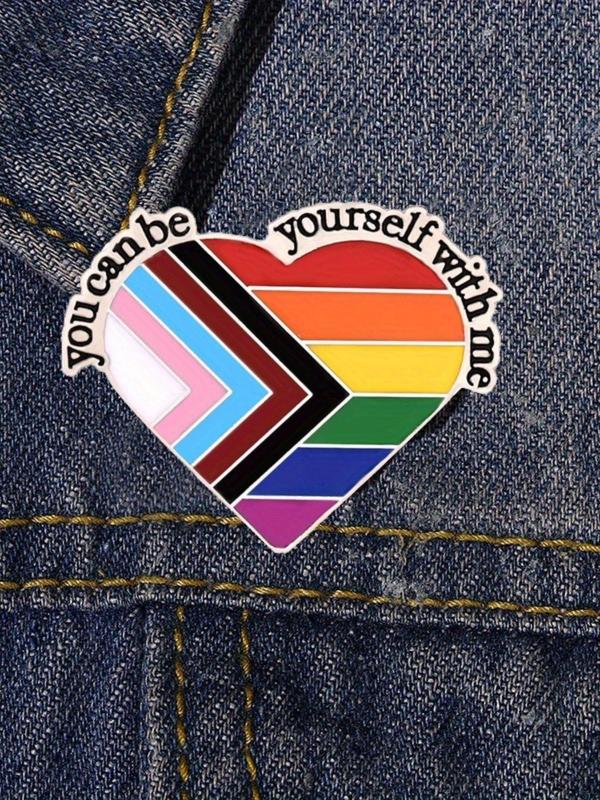 LGBT Pride Enamel Pin, Cute Heart Shaped Brooch, Fashion Accessories for Women & Men, Trendy All-match & Exquisite Brooch for Birthday Gift