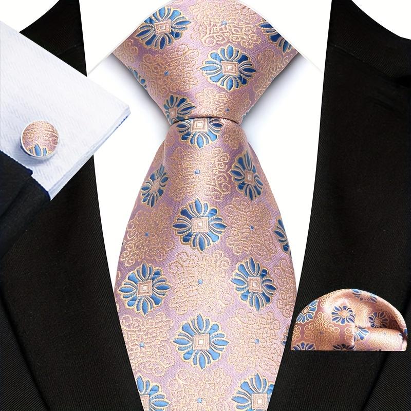 Three Men's Ties, Cufflinks and Handkerchief Suit, Ideal for Business Occasions, Great Choice for Gifts