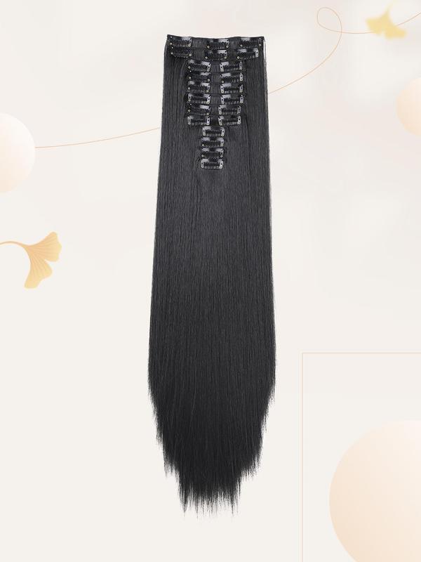 20 Inch Long Straight Hair Extension, 1 Pack 12pcs Clip in Hair Extensions Wigs for Women, 2024 Synthetic Hair Extensions for Daily Use, Striking Natural Fluffy Hairpiece