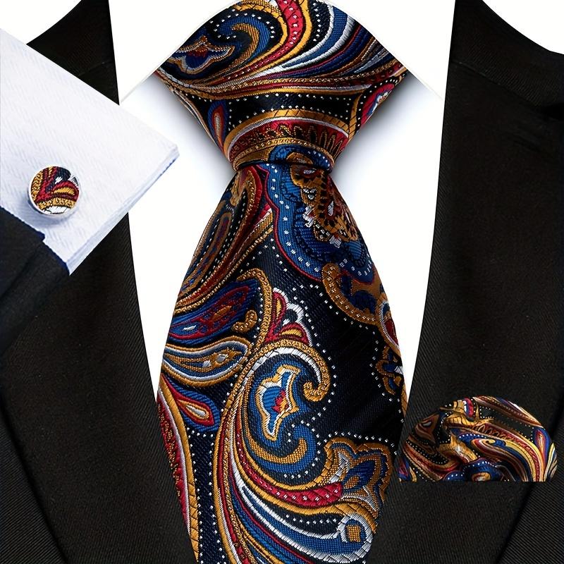 Three Men's Ties, Cufflinks and Handkerchief Suit, Ideal for Business Occasions, Great Choice for Gifts