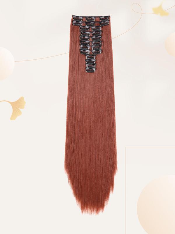 20 Inch Long Straight Hair Extension, 1 Pack 12pcs Clip in Hair Extensions Wigs for Women, 2024 Synthetic Hair Extensions for Daily Use, Striking Natural Fluffy Hairpiece