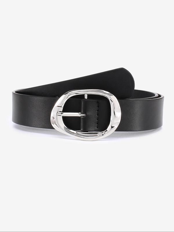 Women's Fashionable Solid Color PU Buckle Belt, Casual Waistband for Jeans Trousers, Trendy All-match & Exquisite Belt for Birthday Gift