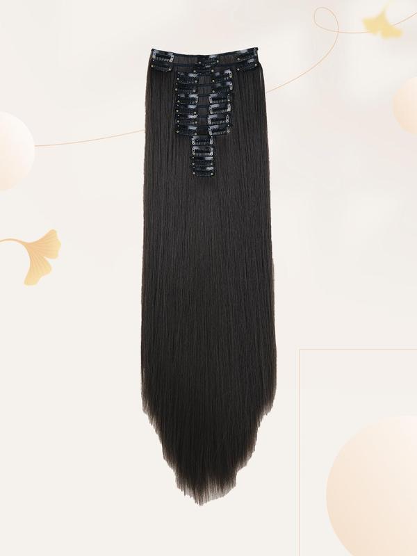 20 Inch Long Straight Hair Extension, 1 Pack 12pcs Clip in Hair Extensions Wigs for Women, 2024 Synthetic Hair Extensions for Daily Use, Striking Natural Fluffy Hairpiece