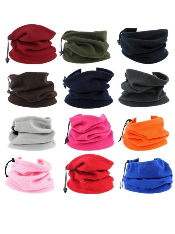 Solid Color Polar Fleece Scarf, Adjustable Neck Warmer, 3 in 1 Multifunctional Hat, Fashion Accessories for Men & Women