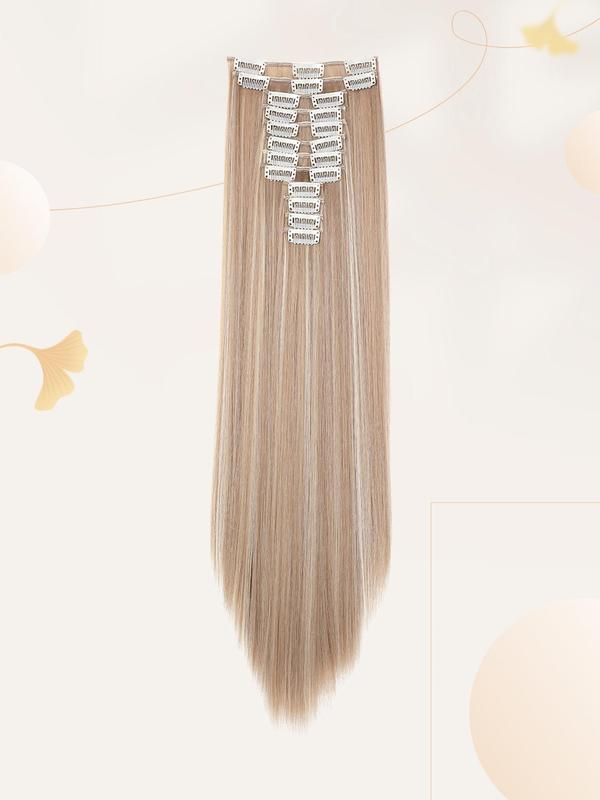 20 Inch Long Straight Hair Extension, 1 Pack 12pcs Clip in Hair Extensions Wigs for Women, 2024 Synthetic Hair Extensions for Daily Use, Striking Natural Fluffy Hairpiece