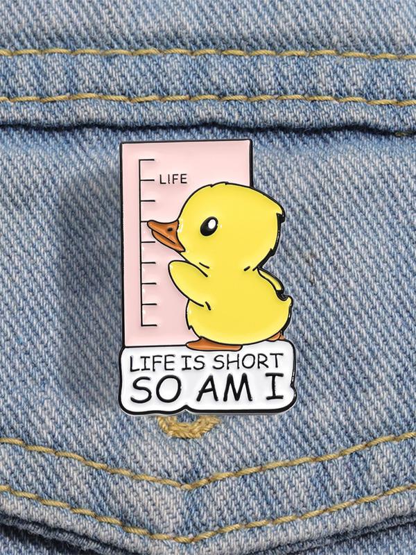 Cute Duck Design Brooch, Cartoon Animal & Letter Pattern Brooch, Fashion Brooch for Daily Clothing Decor, Trendy All-match & Exquisite Brooch for Gift